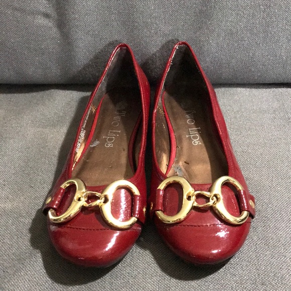Two Lips sz 6 deep red flats - Picture 2 of 6